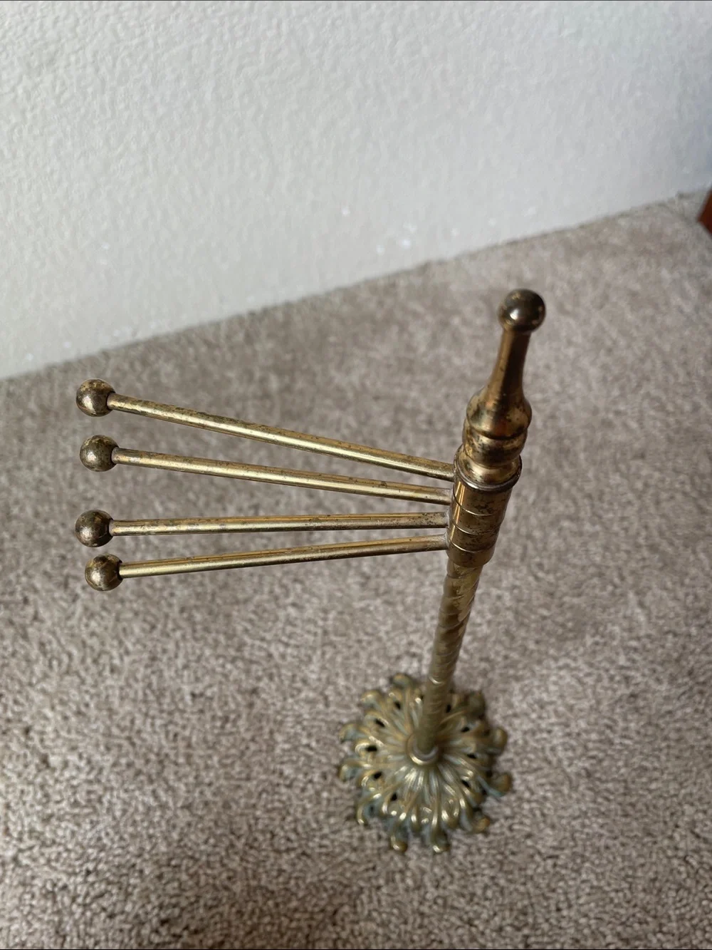 Vintage Brass Jewelry Stand with Swivel Arms Gold 13” 1970s Glo-Mar Art Work Inc